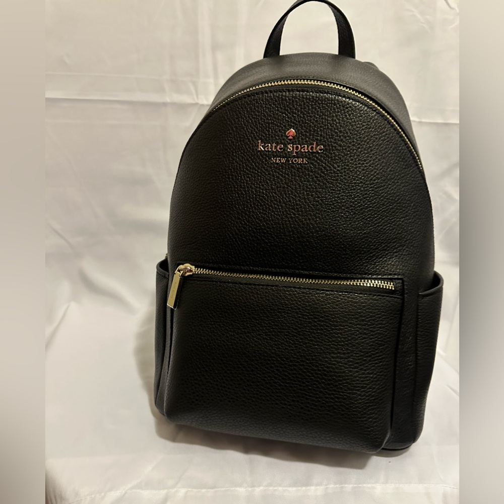 NWT Kate Spade Medium Dome Backpack Purse. Black. Pebble Leather.